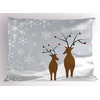 image:imageAmbesonne Christmas Pillow Sham Snowy Mountain Range Art with Foggy Pine Trees on Greenish Plaid Back Decorative Standard King Size Printed Pillowcase 36 X 20 Off White Teal SepiaGrey White