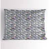 image:imageAmbesonne Christmas Pillow Sham Snowy Mountain Range Art with Foggy Pine Trees on Greenish Plaid Back Decorative Standard King Size Printed Pillowcase 36 X 20 Off White Teal SepiaPale Grey White and Pink