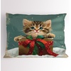 image:imageAmbesonne Christmas Pillow Sham Snowy Mountain Range Art with Foggy Pine Trees on Greenish Plaid Back Decorative Standard King Size Printed Pillowcase 36 X 20 Off White Teal SepiaCadet Blue Fawn Dark Pink