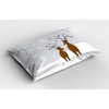 image:imageAmbesonne Christmas Pillow Sham Snowy Mountain Range Art with Foggy Pine Trees on Greenish Plaid Back Decorative Standard King Size Printed Pillowcase 36 X 20 Off White Teal SepiaGrey White