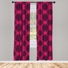 image:imageAmbesonne Ethnic Window Curtains Watercolor Style Hand Drawn Grid Pattern Hippie Folk Batik Design Lightweight Decor 2Panel Set with Rod Pocket Pair of  28 x 63 Azure BluePurple Pink