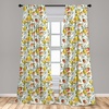 image:imageAmbesonne Ethnic Window Curtains Watercolor Style Hand Drawn Grid Pattern Hippie Folk Batik Design Lightweight Decor 2Panel Set with Rod Pocket Pair of  28 x 63 Azure BlueWhite Yellow