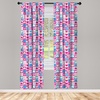 image:imageAmbesonne Ethnic Window Curtains Watercolor Style Hand Drawn Grid Pattern Hippie Folk Batik Design Lightweight Decor 2Panel Set with Rod Pocket Pair of  28 x 63 Azure BlueCream Pink