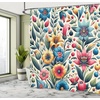 image:imageAmbesonne Eucalyptus Leaves Shower Curtain Modern Geometric Nature Mid Century Boho with Peachy Details Cloth Fabric Bathroom Decor Set with Hooks 69 W x 84 L Orange Dark Sea GreenPink Orange Pale Green