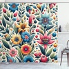 image:imageAmbesonne Eucalyptus Leaves Shower Curtain Modern Geometric Nature Mid Century Boho with Peachy Details Cloth Fabric Bathroom Decor Set with Hooks 69 W x 84 L Orange Dark Sea GreenPink Orange Pale Green
