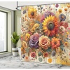 image:imageAmbesonne Eucalyptus Leaves Shower Curtain Modern Geometric Nature Mid Century Boho with Peachy Details Cloth Fabric Bathroom Decor Set with Hooks 69 W x 84 L Orange Dark Sea GreenIndigo Pale Green