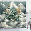 image:imageAmbesonne Eucalyptus Leaves Shower Curtain Modern Geometric Nature Mid Century Boho with Peachy Details Cloth Fabric Bathroom Decor Set with Hooks 69 W x 84 L Orange Dark Sea GreenGrey Teal Earth Yellow