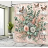 image:imageAmbesonne Eucalyptus Leaves Shower Curtain Modern Geometric Nature Mid Century Boho with Peachy Details Cloth Fabric Bathroom Decor Set with Hooks 69 W x 84 L Orange Dark Sea GreenPale Rose Laurel Green