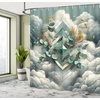 image:imageAmbesonne Eucalyptus Leaves Shower Curtain Modern Geometric Nature Mid Century Boho with Peachy Details Cloth Fabric Bathroom Decor Set with Hooks 69 W x 84 L Orange Dark Sea GreenGrey Teal Earth Yellow