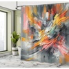 image:imageAmbesonne Eucalyptus Leaves Shower Curtain Modern Geometric Nature Mid Century Boho with Peachy Details Cloth Fabric Bathroom Decor Set with Hooks 69 W x 84 L Orange Dark Sea GreenOrange Coral Pale Grey