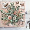 image:imageAmbesonne Eucalyptus Leaves Shower Curtain Modern Geometric Nature Mid Century Boho with Peachy Details Cloth Fabric Bathroom Decor Set with Hooks 69 W x 84 L Orange Dark Sea GreenPale Rose Laurel Green