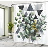 image:imageAmbesonne Eucalyptus Leaves Shower Curtain Modern Geometric Nature Mid Century Boho with Peachy Details Cloth Fabric Bathroom Decor Set with Hooks 69 W x 84 L Orange Dark Sea GreenDark Blue Grey and Green