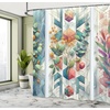 image:imageAmbesonne Eucalyptus Leaves Shower Curtain Modern Geometric Nature Mid Century Boho with Peachy Details Cloth Fabric Bathroom Decor Set with Hooks 69 W x 84 L Orange Dark Sea GreenTeal Multicolor
