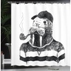 image:imageAmbesonne Indie Shower Curtain Hand Drawn Dressed up Walrus Animal Long Teeth Smoking Antromorphic Sketch Art Cloth Fabric Bathroom Decor Set with Hooks 69 W x 70 L White BlackWhite Black