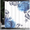 image:imageAmbesonne Indie Shower Curtain Hand Drawn Dressed up Walrus Animal Long Teeth Smoking Antromorphic Sketch Art Cloth Fabric Bathroom Decor Set with Hooks 69 W x 70 L White BlackNavy Blue and White