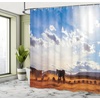 image:imageAmbesonne Indie Shower Curtain Hand Drawn Dressed up Walrus Animal Long Teeth Smoking Antromorphic Sketch Art Cloth Fabric Bathroom Decor Set with Hooks 69 W x 70 L White BlackCream Blue