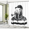 image:imageAmbesonne Indie Shower Curtain Hand Drawn Dressed up Walrus Animal Long Teeth Smoking Antromorphic Sketch Art Cloth Fabric Bathroom Decor Set with Hooks 69 W x 70 L White BlackWhite Black