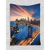 image:imageAmbesonne Landscape Tapestry American City Sunset over Manhattan and Brooklyn Bridge Cityscape Picture Print Wall Hanging for Bedroom Living Room Dorm Decor 40 X 60 Blue OrangeBlue Orange