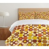 image:imageAmbesonne Mid Century Duvet Cover Sets RetroThemed Styled Round Edged Square Pattern in Old Earth Tones Bedding Set with 2 Duvet Covers amp 2 Pillowcases 2 Pack Twin Size Brown Yellow CoralBrown Yellow Coral