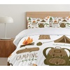 image:imageAmbesonne Mid Century Duvet Cover Sets RetroThemed Styled Round Edged Square Pattern in Old Earth Tones Bedding Set with 2 Duvet Covers amp 2 Pillowcases 2 Pack Twin Size Brown Yellow CoralWhite Khaki