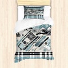 image:imageAmbesonne Mid Century Duvet Cover Sets RetroThemed Styled Round Edged Square Pattern in Old Earth Tones Bedding Set with 2 Duvet Covers amp 2 Pillowcases 2 Pack Twin Size Brown Yellow CoralBlue Grey Eggshell White