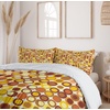 image:imageAmbesonne Mid Century Duvet Cover Sets RetroThemed Styled Round Edged Square Pattern in Old Earth Tones Bedding Set with 2 Duvet Covers amp 2 Pillowcases 2 Pack Twin Size Brown Yellow CoralBrown Yellow Coral