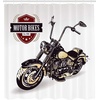 image:imageAmbesonne Motorcycle Shower Curtain Chopper Customized Club Insignia Bikes Hippie Classic Retro Themed Print Cloth Fabric Bathroom Decor Set with Hooks 69 W x 75 L Black Beige