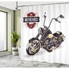 image:imageAmbesonne Motorcycle Shower Curtain Chopper Customized Club Insignia Bikes Hippie Classic Retro Themed Print Cloth Fabric Bathroom Decor Set with Hooks 69 W x 75 L Black Beige