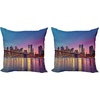image:imageAmbesonne NYC Throw Pillow Cushion Cover Pack of 2 Manhattan New York City Fascinating View of Skyscrapers with Theme Vivid Dusk Photo Zippered DoubleSide Digital Print Decor 20 Blue PurpleBlue Purple