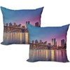 image:imageAmbesonne NYC Throw Pillow Cushion Cover Pack of 2 Manhattan New York City Fascinating View of Skyscrapers with Theme Vivid Dusk Photo Zippered DoubleSide Digital Print Decor 20 Blue PurpleBlue Purple