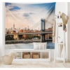 image:imageAmbesonne New York Tapestry Manhattan Bridge and the New York Skyline at Sunset East River Highrise Buildings Fabric Wall Hanging Decor for Bedroom Living Room Dorm 28 X 23 Camel Blue