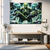 image:imageAmbesonne Psychedelic Tapestry Trippy Abstract Surreal Human Faces Tattoo Style Art Print Wall Hanging for Bedroom Living Room Dorm Decor 60 X 80 Black GreyLime Green Turquoise Grey