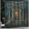 image:imageAmbesonne Zodiac Aries Shower Curtain Fashion Girl Aries Woman with Horns Floral Dress Lively Blossoms Butterflies Cloth Fabric Bathroom Decor Set with Hooks 69 W x 70 L Green Pink BlackPetrol Blue and Orange