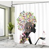 image:imageAmbesonne Zodiac Aries Shower Curtain Fashion Girl Aries Woman with Horns Floral Dress Lively Blossoms Butterflies Cloth Fabric Bathroom Decor Set with Hooks 69 W x 70 L Green Pink BlackGreen Pink Black