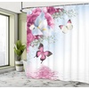 image:imageAmbesonne Zodiac Aries Shower Curtain Fashion Girl Aries Woman with Horns Floral Dress Lively Blossoms Butterflies Cloth Fabric Bathroom Decor Set with Hooks 69 W x 70 L Green Pink BlackPastel Pink