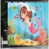 image:imageAmbesonne Zodiac Aries Shower Curtain Fashion Girl Aries Woman with Horns Floral Dress Lively Blossoms Butterflies Cloth Fabric Bathroom Decor Set with Hooks 69 W x 70 L Green Pink BlackSky Blue Pink