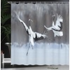 image:imageAmbesonne Zodiac Aries Shower Curtain Fashion Girl Aries Woman with Horns Floral Dress Lively Blossoms Butterflies Cloth Fabric Bathroom Decor Set with Hooks 69 W x 70 L Green Pink BlackWhite Black