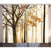 image:imageAmbesonne Autumn Curtains Bare Tree Branches with Tangerine Tones Fall Leaves Living Room Bedroom Window Drapes 2 Panel Set 108 X 84 Taupe Orange