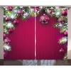 image:imageAmbesonne Christmas Curtains Traditional Composition with Fir Branches Vivid Balls Snowflakes Living Room Bedroom Window Drapes 2 Panel Set 108 X 90 Magenta White