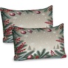 image:imageAmbesonne Christmas Pillow Sham Snowy Mountain Range Art with Foggy Pine Trees on Greenish Plaid Back Decorative Standard King Size Printed Pillowcase 36 X 20 Off White Teal SepiaRuby Khaki Cadet Blue