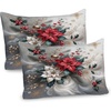 image:imageAmbesonne Christmas Pillow Sham Snowy Mountain Range Art with Foggy Pine Trees on Greenish Plaid Back Decorative Standard King Size Printed Pillowcase 36 X 20 Off White Teal SepiaSlate Blue and Dark Coral