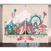 image:imageAmbesonne Circus Curtains Circus Facilities Scenery in Flat Design Style Balloons Park Illustration Living Room Bedroom Window Drapes 2 Panel Set 108 X 84 Pink Teal