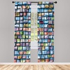 image:imageAmbesonne Geometric Window Curtains Patchwork Style Ornamental Squares with Various Polka Dots Stripes Lightweight Decorative 2Panel Set amp Rod Pocket Pair of  28 x 63 Avocado GreenSoft Blue