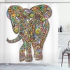 image:imageAmbesonne Indie Shower Curtain Hand Drawn Dressed up Walrus Animal Long Teeth Smoking Antromorphic Sketch Art Cloth Fabric Bathroom Decor Set with Hooks 69 W x 70 L White BlackMulticolor White