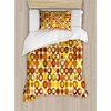 image:imageAmbesonne Mid Century Duvet Cover Sets RetroThemed Styled Round Edged Square Pattern in Old Earth Tones Bedding Set with 2 Duvet Covers amp 2 Pillowcases 2 Pack Twin Size Brown Yellow CoralBrown Yellow Coral