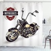 image:imageAmbesonne Motorcycle Shower Curtain Chopper Customized Club Insignia Bikes Hippie Classic Retro Themed Print Cloth Fabric Bathroom Decor Set with Hooks 69 W x 75 L Black Beige