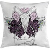 image:imageAmbesonne Skull Throw Pillow Cushion Cover Tribal Lady with Horned Goat Head and Peacock Feather Mystic Voodoo Pattern Decorative Square Accent Pillow Case 20 X 20 Purple BlackPurple Black