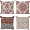 image:imageAmbesonne Vintage Throw Pillow Cushion Case Pack of 4 Retro Oriental Effect Floral Ornaments Weathered Nostalgic Bohemian Modern Accent DoubleSided Digital Printing 24 Dark Eggshell Pale Maroon