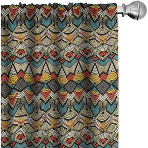 image:imageAmbesonne Abstract Curtains British Tartan Celtic Pattern with Vertical Horizontal Symmetric Stripes Image Window Treatments 2 Panel Set for Living Room Bedroom Pair of  28 x 63 Black WhiteBeige Yellow