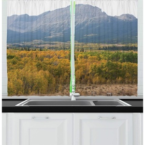 image:imageAmbesonne Abstract Kitchen Curtains Absurd Vector Smoky Wavy Floral Design Rainbow Alike Stripes and Lines Print Window Drapes 2 Panel Set for Kitchen Cafe Decor 55 x 39 White MulticolorBlue Grey Pale Coffee